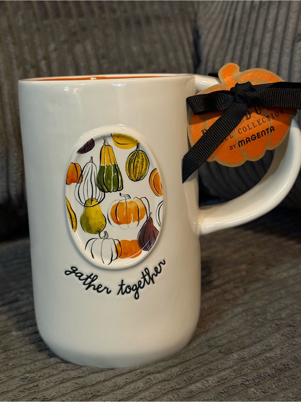 Rae Dunn ✨ Autumn Pumpkin Design Ceramic Mug - GATHER TOGETHER NWT